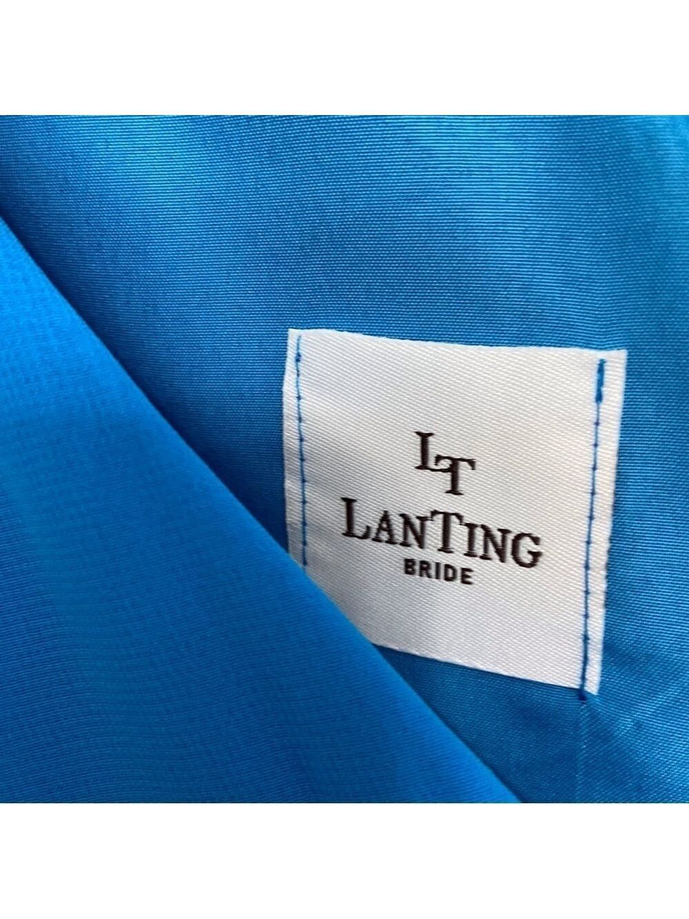 LT Lanting Bride Blue Chiffon Plus XXL Asymmetric Blouse Resort Poolside Chic - Picture 3 of 16